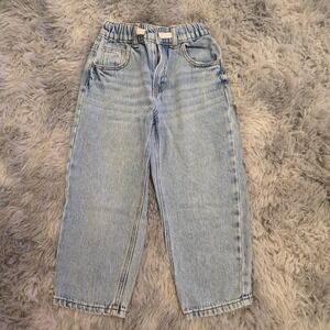 Zara Kids Light Wash Elastic Waist Straight Leg Denim Jeans Size 5 110cm